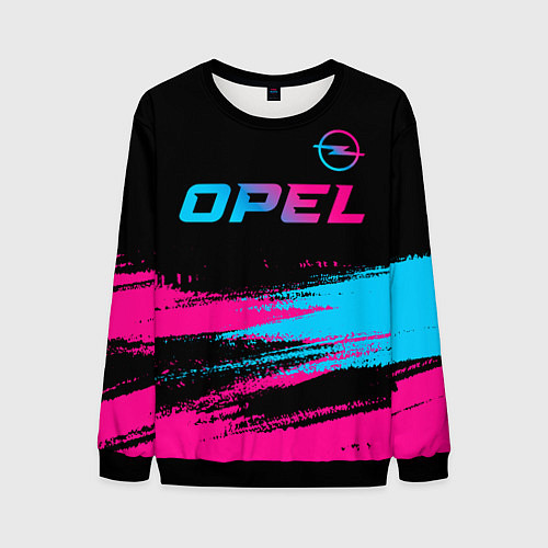 Мужской свитшот Opel - neon gradient: символ сверху / 3D-Черный – фото 1