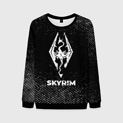 Свитшот мужской Skyrim с потертостями на темном фоне, цвет: 3D-черный