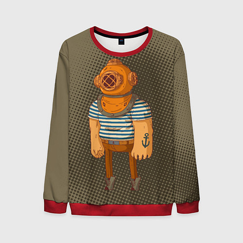 Мужской свитшот Моряк-водолаз / 3D-Красный – фото 1