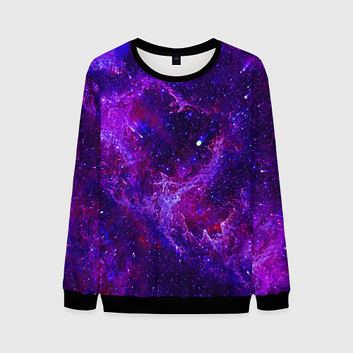 Мужской свитшот Неоновый космос и звезды / 3D-Черный – фото 1