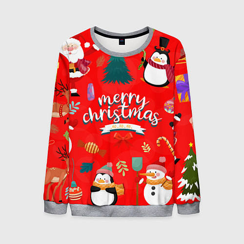 Мужской свитшот Merry christmas art / 3D-Меланж – фото 1