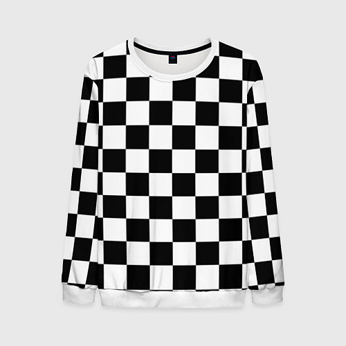 Мужской свитшот Шахматные клетки - текстура / 3D-Белый – фото 1