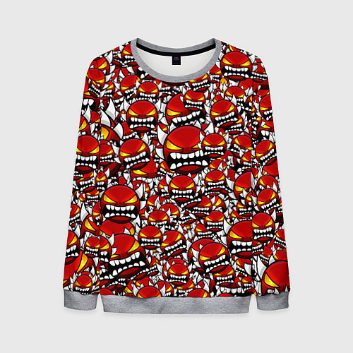 Мужской свитшот Геометри Даш демоны паттерн / 3D-Меланж – фото 1