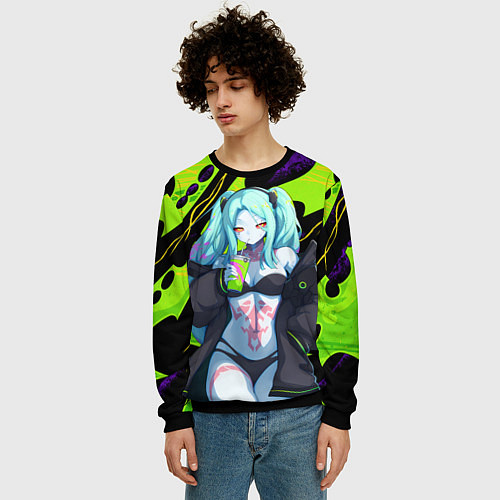 Мужской свитшот Ребекка - органический зеленый / 3D-Черный – фото 3
