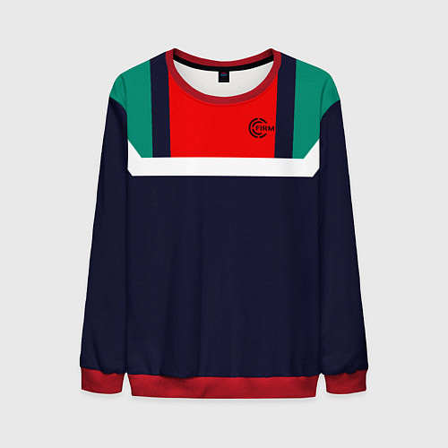 Мужской свитшот FIRM синий с зелеными плечами / 3D-Красный – фото 1