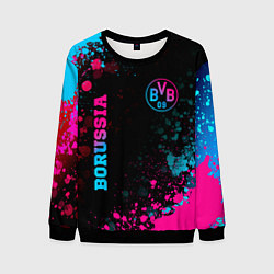Свитшот мужской Borussia - neon gradient: надпись, символ, цвет: 3D-черный