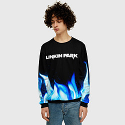 Свитшот мужской Linkin Park blue fire, цвет: 3D-черный — фото 2