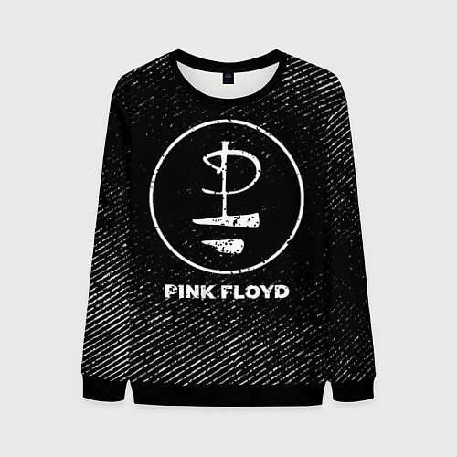 Мужской свитшот Pink Floyd с потертостями на темном фоне / 3D-Черный – фото 1