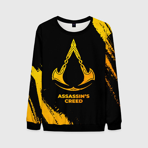 Мужской свитшот Assassins Creed - gold gradient / 3D-Черный – фото 1