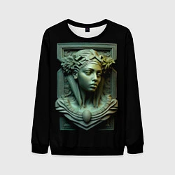 Свитшот мужской Нейросеть - барельеф античной девушки, цвет: 3D-черный