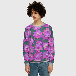 Свитшот мужской Яркие хризантемы, цвет: 3D-меланж — фото 2