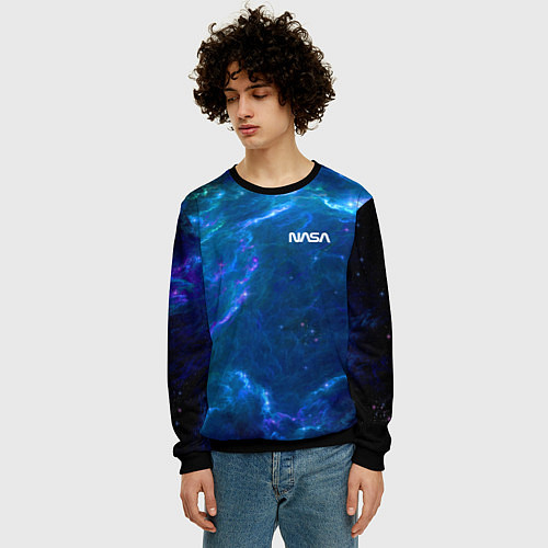 Мужской свитшот Бескрайний космос - Nasa / 3D-Черный – фото 3