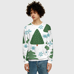 Свитшот мужской Новогодние ёлочки, цвет: 3D-белый — фото 2