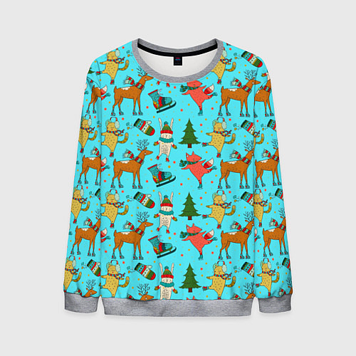 Мужской свитшот Animals on the rink / 3D-Меланж – фото 1