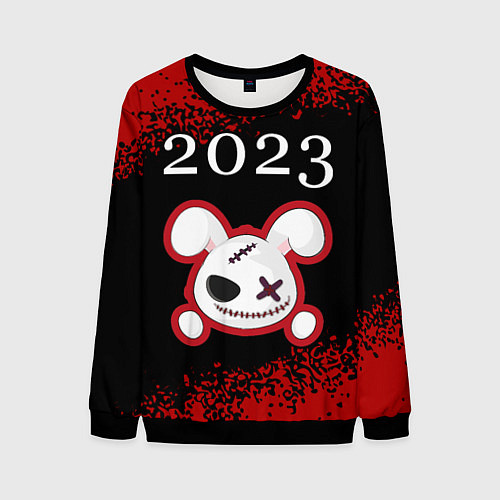 Мужской свитшот Кролик 2023 злой / 3D-Черный – фото 1