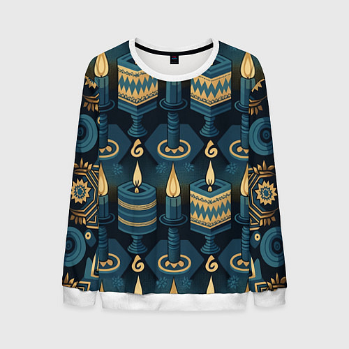 Мужской свитшот Ханука праздник огней / 3D-Белый – фото 1