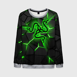 Свитшот мужской Razer neon logo, цвет: 3D-меланж