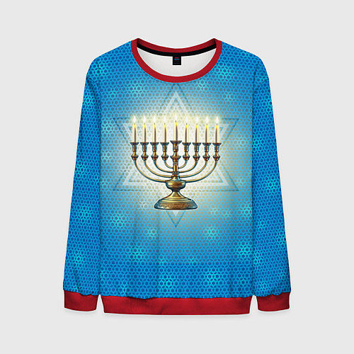 Мужской свитшот Ханука праздник света / 3D-Красный – фото 1