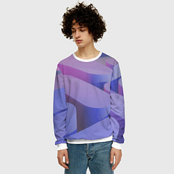 Свитшот мужской Абстрактные фиолетовые прямоугольники со скругленн, цвет: 3D-белый — фото 2
