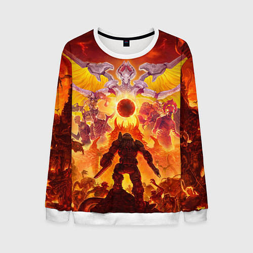 Мужской свитшот Doom в аду / 3D-Белый – фото 1