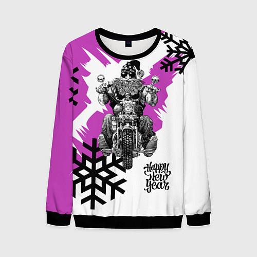 Мужской свитшот New Year: Santa Biker / 3D-Черный – фото 1