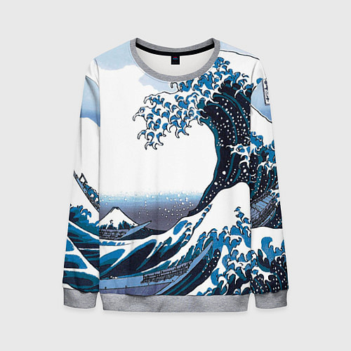 Мужской свитшот Цунами в Японии / 3D-Меланж – фото 1