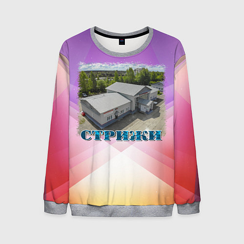 Мужской свитшот Стрижи - вокзал и железнодорожный мост / 3D-Меланж – фото 1