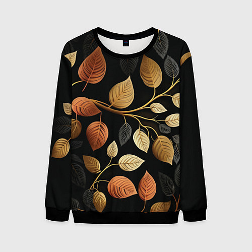 Мужской свитшот Осеннее настроение - листья / 3D-Черный – фото 1