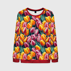 Свитшот мужской Роскошные тюльпаны, цвет: 3D-красный