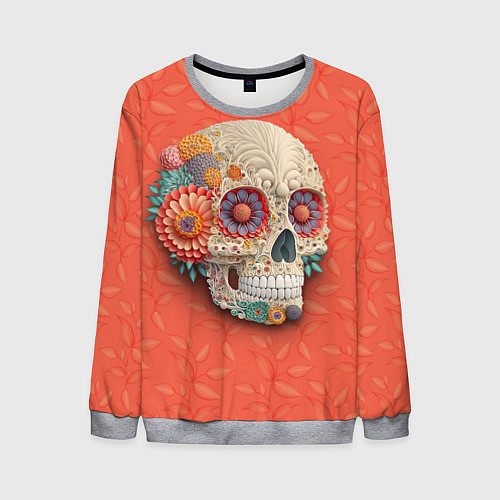 Мужской свитшот Череп в стиле квиллинга / 3D-Меланж – фото 1