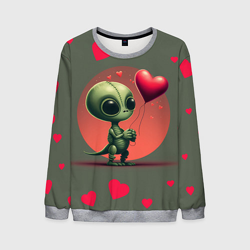 Мужской свитшот Влюбленный инопланетянин / 3D-Меланж – фото 1