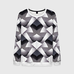 Свитшот мужской Абстрактный геометрический узор с элементами фэнте, цвет: 3D-белый