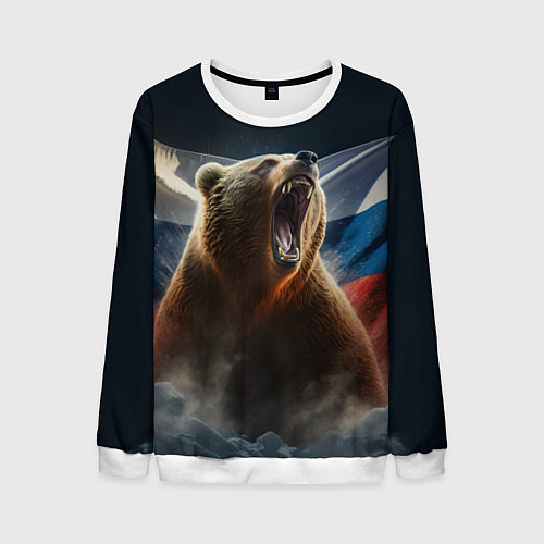 Мужской свитшот Русский медведь патриот / 3D-Белый – фото 1