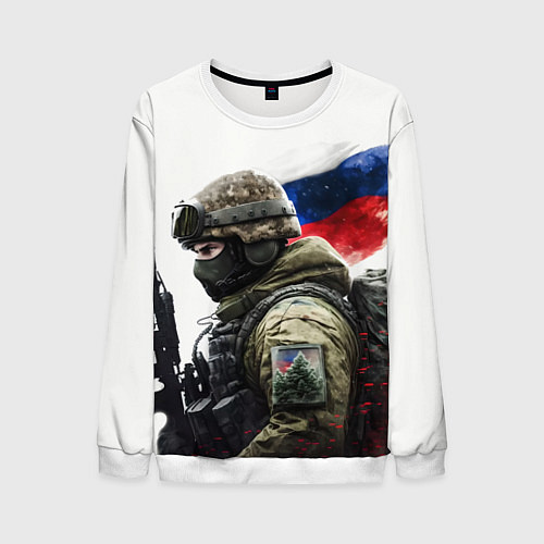 Мужской свитшот Русский воин патриот / 3D-Белый – фото 1