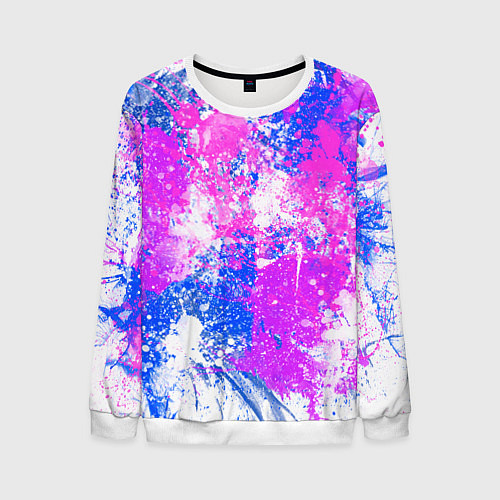 Мужской свитшот Разбрызганная фиолетовая краска - светлый фон / 3D-Белый – фото 1