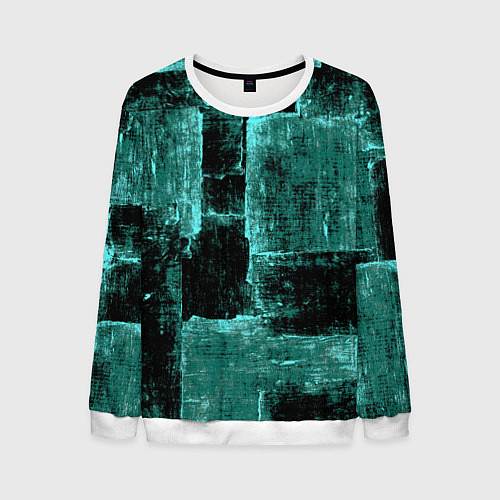Мужской свитшот Зелёный абстракт / 3D-Белый – фото 1