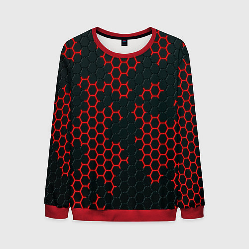 Мужской свитшот Текстура соты / 3D-Красный – фото 1