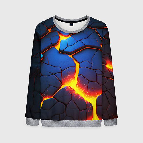 Мужской свитшот Яркая неоновая лава, разломы / 3D-Меланж – фото 1