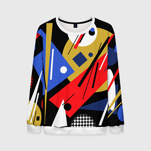 Мужской свитшот Абстракция в стиле супрематизм / 3D-Белый – фото 1