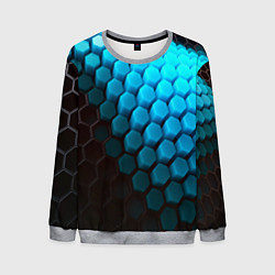 Свитшот мужской Abstraction neon blue, цвет: 3D-меланж