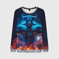 Свитшот мужской Накаченный бык, цвет: 3D-меланж