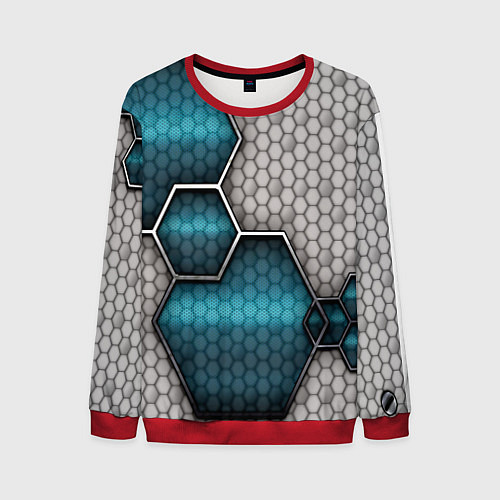 Мужской свитшот Cyber texture abstraction / 3D-Красный – фото 1