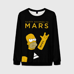 Свитшот мужской 30 Seconds to Mars Гомер Симпсон рокер, цвет: 3D-черный