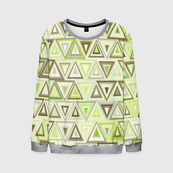 Свитшот мужской Геометрический светло-зелёный паттерн из треугольн, цвет: 3D-меланж