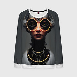 Мужской свитшот Девушка в очках в стиле киберпанк