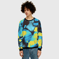 Свитшот мужской Голубые бабочки асбтракция, цвет: 3D-черный — фото 2