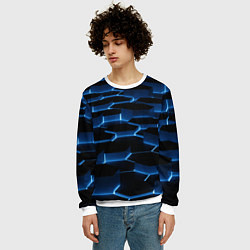 Свитшот мужской Разлом неоновой плитки, цвет: 3D-белый — фото 2