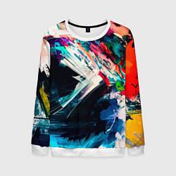 Свитшот мужской Разноцветные мазки краски, цвет: 3D-белый