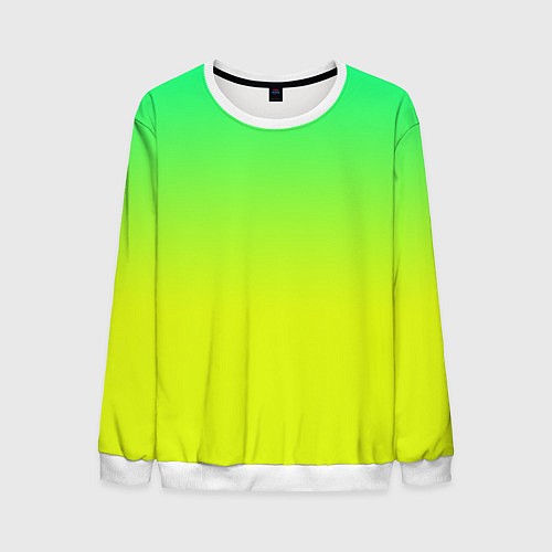Мужской свитшот Зелено-желтый градиент / 3D-Белый – фото 1