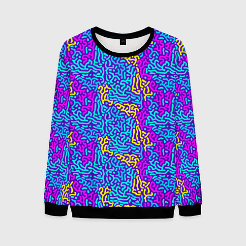 Мужской свитшот Абстрактные психоделические полосы / 3D-Черный – фото 1